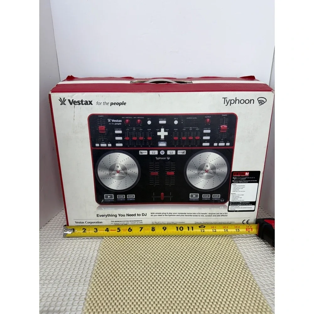 Vestax Typhoon DJ MIDI Controller Virtual DJ Black Red Silver VDJ-0001 Boxed EUC